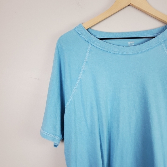 Aerie Blue Distressed Short Sleeve Tee Top XS - Picture 2 of 7